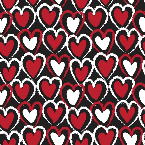 Corazón Rojo Forma Pincelada Sin Costuras Patrón Fondo Para Textiles — Vector de stock