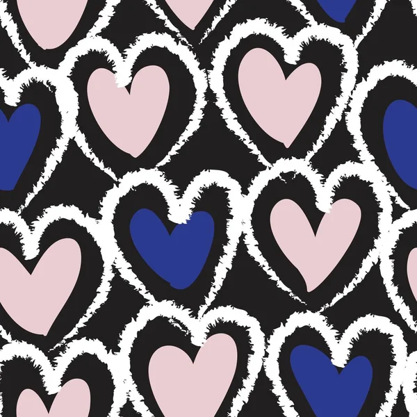 Rosa Navy Herzförmige Pinselstrich Nahtlose Muster Hintergrund Für Modetextilien Grafiken — Stockvektor