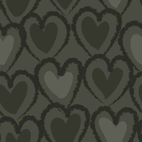 Green Heart Shaped Brush Stroke Seamless Pattern Background Fashion Textile - Stok Vektor