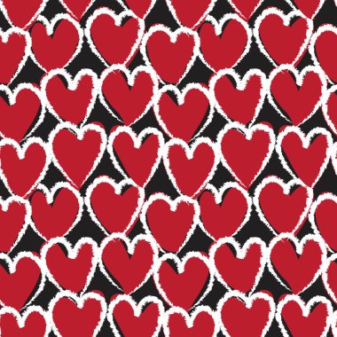Kırmızı Kalp biçimli fırça darbesi moda tekstil ve grafikleri için kusursuz bir arka plan