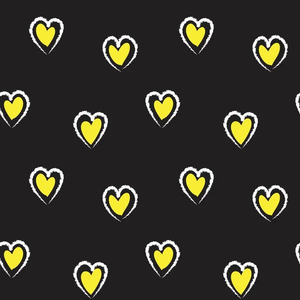 Jaune Coeur Forme Coup Pinceau Fond Motif Sans Couture Pour — Image vectorielle