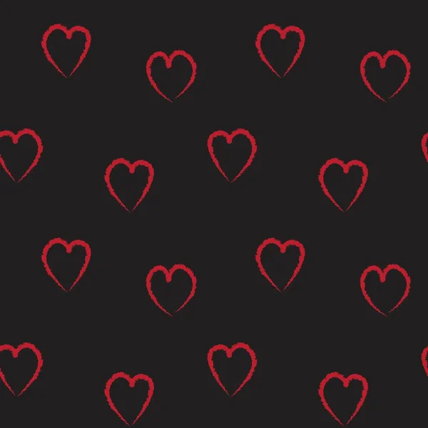 Corazón Rojo Forma Pincelada Sin Costuras Patrón Fondo Para Textiles — Vector de stock