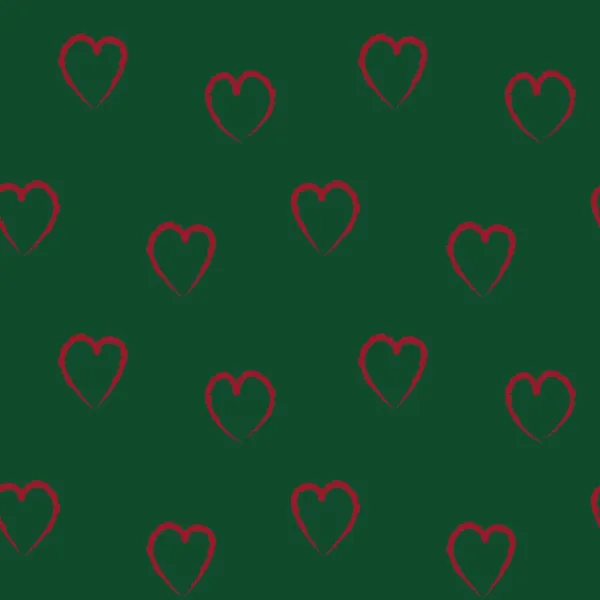 Navidad Corazón Forma Pincelada Sin Costuras Patrón Fondo Para Textiles — Vector de stock