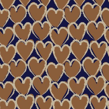 Moda tekstili ve grafikleri için Kahverengi Kalp biçimli fırça darbesi kusursuz arkaplan