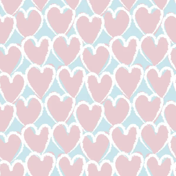 Pink Heart Shaped Brush Stroke Seamless Pattern Background Fashion Textiles — Stock Vector