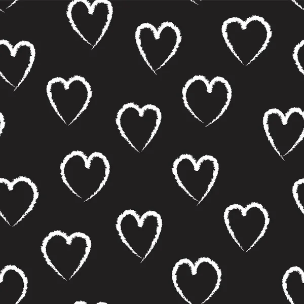 Zwart Wit Hartvormige Penseelstreek Naadloze Patroon Achtergrond Voor Mode Textiel — Stockvector