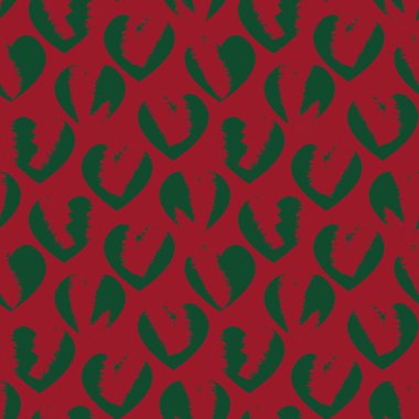 Noel Kalbi şekilli fırça darbesi moda tekstil ve grafikleri için kusursuz bir arka plan