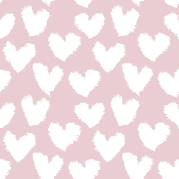 Pink Heart Shaped Brush Stroke Seamless Pattern Background Fashion Textiles — Stock Vector
