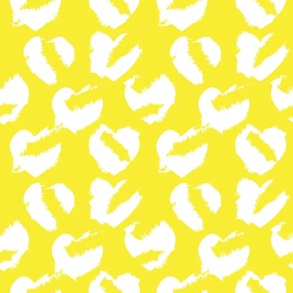 Yellow Heart Shaped Brush Stroke Seamless Pattern Background Fashion Textiles — Stock Vector