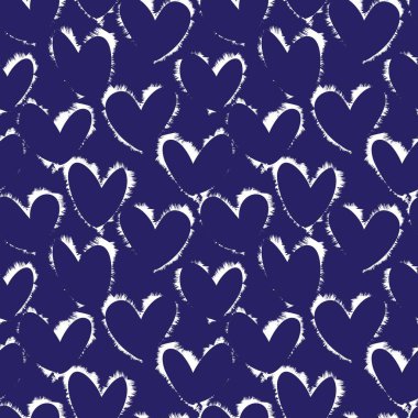 Mavi Kalp biçimli fırça darbesi moda tekstil ve grafikleri için kusursuz bir arka plan