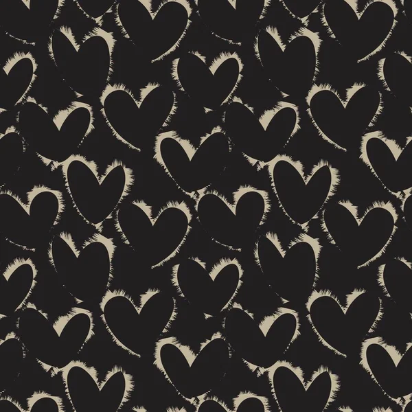 Braune Herzförmige Pinselstrich Nahtlose Muster Hintergrund Für Modetextilien Grafiken — Stockvektor