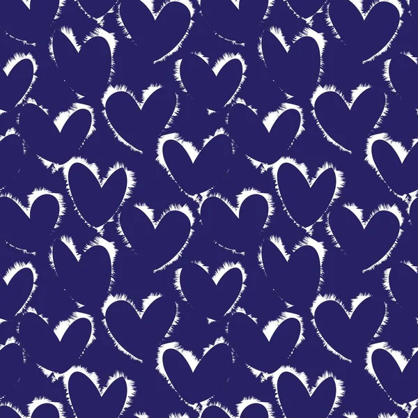 Corazón Azul Forma Pincelada Sin Costuras Patrón Fondo Para Textiles — Vector de stock