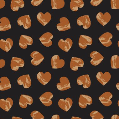 Moda tekstili ve grafikleri için Kahverengi Kalp biçimli fırça darbesi kusursuz arkaplan