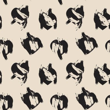 Moda tekstili ve grafikleri için Kahverengi Kalp biçimli fırça darbesi kusursuz arkaplan