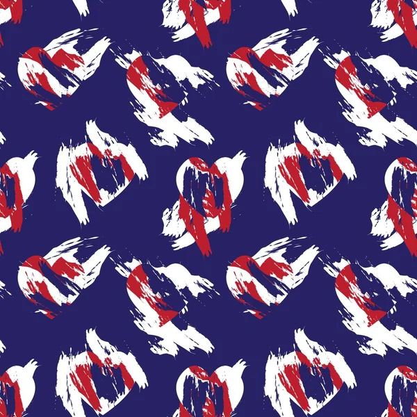 Kırmızı Donanma Kalbi Biçimli Fırça Darbeleri Moda Tekstil Grafikleri Için — Stok Vektör