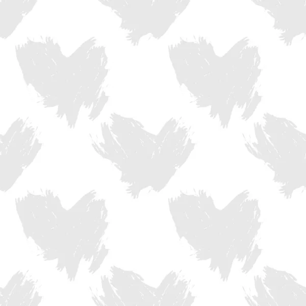 Witte Hartvormige Penseelstreek Naadloze Patroon Achtergrond Voor Mode Textiel Graphics — Stockvector