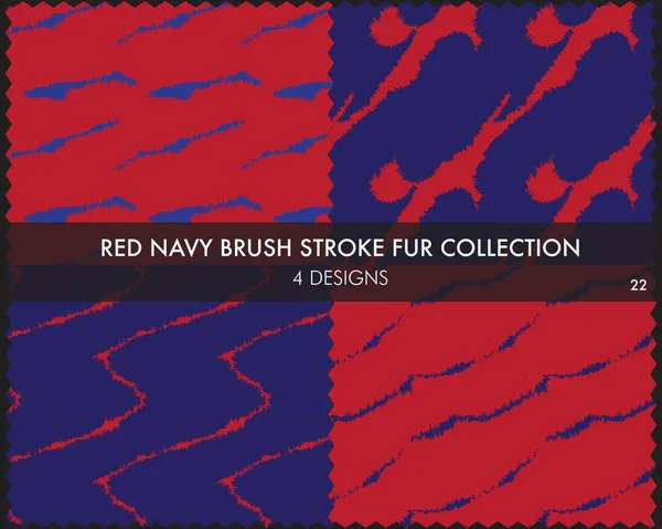Colección Pieles Red Navy Brush Stroke Incluye Muestras Diseño Para — Vector de stock