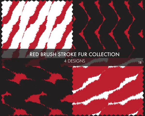 Colección Pieles Trazo Cepillo Rojo Incluye Muestras Diseño Para Estampados — Vector de stock