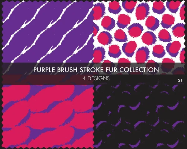 Colección Pieles Trazo Pincel Púrpura Incluye Muestras Diseño Para Estampados — Vector de stock