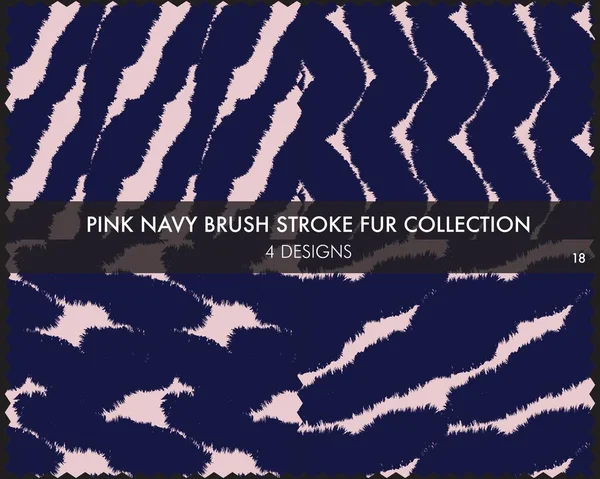 Colección Pieles Pink Navy Brush Stroke Incluye Muestras Diseño Para — Vector de stock