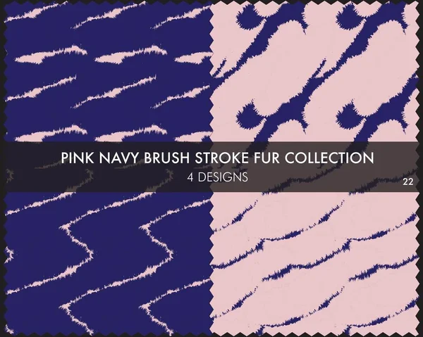Colección Pieles Pink Navy Brush Stroke Incluye Muestras Diseño Para — Vector de stock