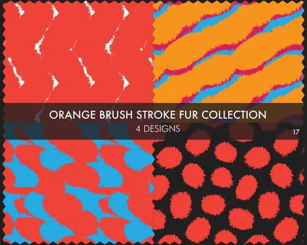 Colección Pieles Orange Brush Stroke Incluye Muestras Diseño Para Estampados — Vector de stock