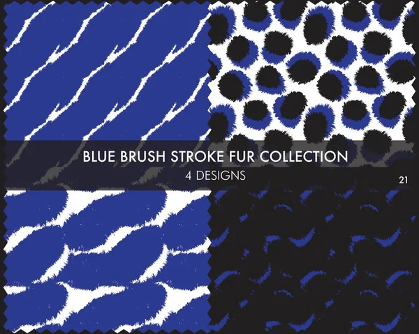 Colección Pieles Blue Brush Stroke Incluye Muestras Diseño Para Estampados — Vector de stock