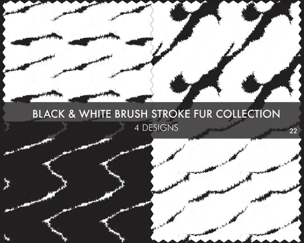 Colección Pieles Trazo Cepillo Blanco Negro Incluye Muestras Diseño Para — Vector de stock