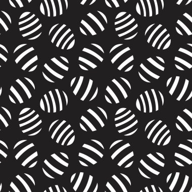 Bilgisayar grafikleri, moda tekstili vb. için Siyah ve Beyaz Paskalya Yumurtasız Deseni.