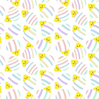 Gökkuşağı Pastel Paskalya Yumurtası Bilgisayar grafikleri, moda tekstili vb. için kusursuz desen.