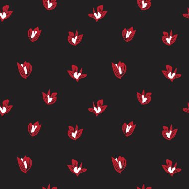 Moda baskıları, grafikler, arka planlar ve el sanatları için uygun kırmızı tropikal bitkisel bitki desenli arkaplan