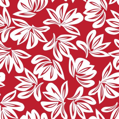 Moda baskıları, grafikler, arka planlar ve el sanatları için uygun kırmızı tropikal bitkisel bitki desenli arkaplan