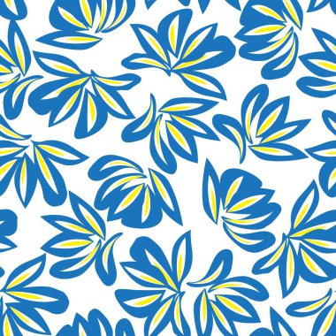 Moda baskıları, grafikler, arka planlar ve el sanatları için uygun mavi tropikal bitkisel bitki desenli arkaplan