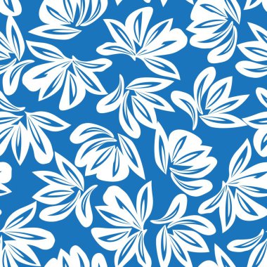 Moda baskıları, grafikler, arka planlar ve el sanatları için uygun mavi tropikal bitkisel bitki desenli arkaplan