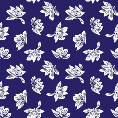 Moda baskıları, grafikler, arka planlar ve el sanatları için uygun mavi tropikal bitkisel bitki desenli arkaplan