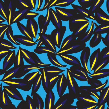 Moda baskıları, grafikler, arka planlar ve el sanatları için uygun mavi tropikal bitkisel bitki desenli arkaplan