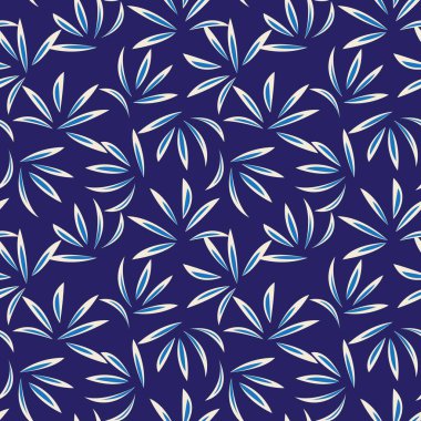 Moda baskıları, grafikler, arka planlar ve el sanatları için uygun mavi tropikal bitkisel bitki desenli arkaplan