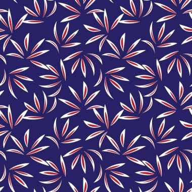 Kırmızı ve mavi bitkisel bitki örtüsü desensiz arka plan moda baskıları, grafikler, arka planlar ve el sanatları için uygun