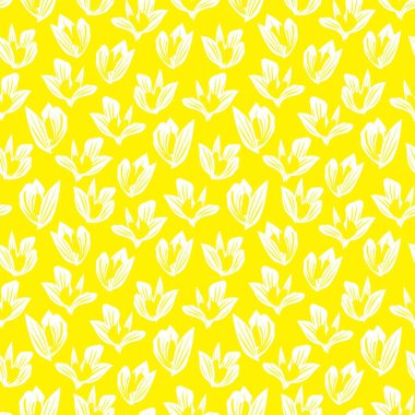 Sarı bitkisel bitki desenli arka plan moda baskıları, grafikler, arka planlar ve el sanatları için uygun