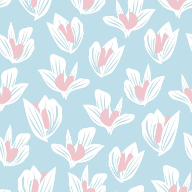 Gökyüzü mavisi bitkisel bitki desensiz arka plan moda baskıları, grafikler, arka planlar ve el sanatları için uygun