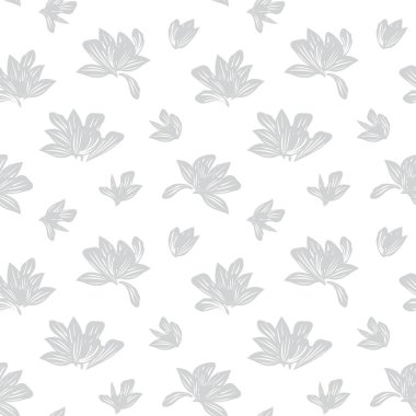 Beyaz bitkisel bitki desensiz arka plan moda baskıları, grafikler, arka planlar ve el sanatları için uygun