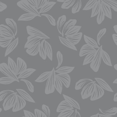 Gri bitkisel bitki örtüsü desensiz arka plan moda baskıları, grafikler, arka planlar ve el sanatları için uygun