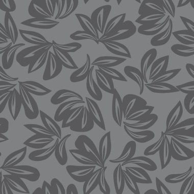 Gri bitkisel bitki örtüsü desensiz arka plan moda baskıları, grafikler, arka planlar ve el sanatları için uygun
