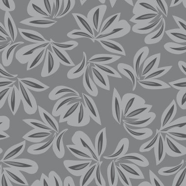 Gri bitkisel bitki örtüsü desensiz arka plan moda baskıları, grafikler, arka planlar ve el sanatları için uygun