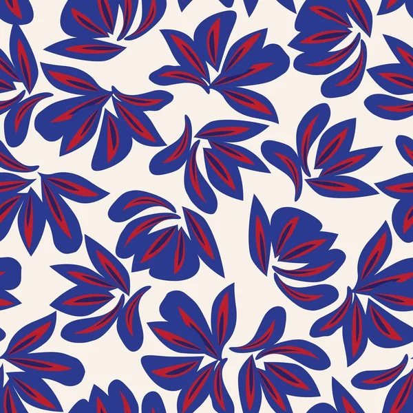 Kırmızı ve mavi bitkisel bitki örtüsü desensiz arka plan moda baskıları, grafikler, arka planlar ve el sanatları için uygun