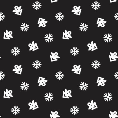 Siyah ve Beyaz Noel Kar Taneleri web sitesi grafikleri ve moda tekstili için kusursuz desenler dizayn etti