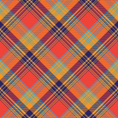 Turuncu Sembol Ekoseli Tartan. Moda tekstil ve grafikleri için uygun desensiz desen tasarımı.