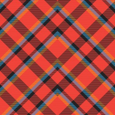 Turuncu Sembol Ekoseli Tartan. Moda tekstil ve grafikleri için uygun desensiz desen tasarımı.