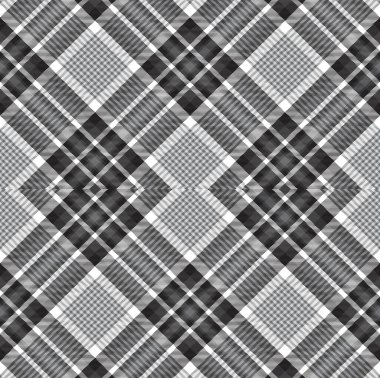 Siyah ve Beyaz Argyle Ekose Tartan. Moda tekstil ve grafikleri için uygun desensiz desen tasarımı.