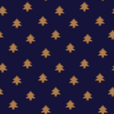 Web sitesi grafikleri ve moda tekstili için Kahverengi Noel Ağacı kusursuz desen tasarımı